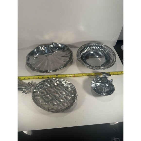 Lot of 3 Serving Platters. Wilton Armetale Pineapple Dish 13 inch. - Picture 2 of 9